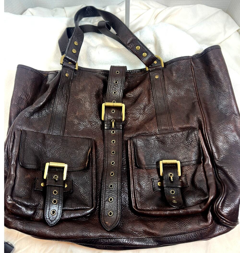 Mulberry Roxanne Brown Leather Tote | Brass Hardware | Iconic Buckle Bag